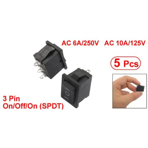 Pcs Spdt On Off On Mini Black Pin Rocker Switch Ac A V A V