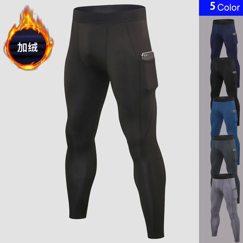 Men's Tights Compression Pants Winter Thermal Fleece Compression Tights  Football Training BaseLayer Thermal Underwear Long Johns