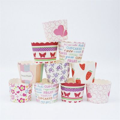 50Pcs Random Color 4.5x5cm Cupcake Liner Muffin Cake Cups Baking Wrapper Paper Tray Wedding Birthday Party Decor