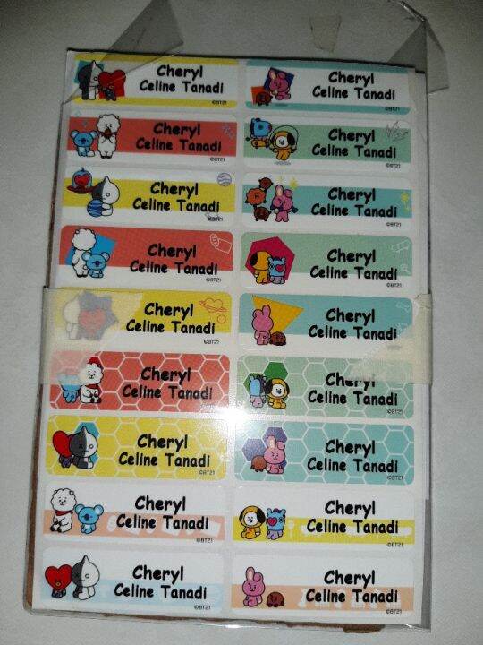 Label Sticker Bts Korea Stiker Buku Sekolah Tempelan Nama Free Cetak ...
