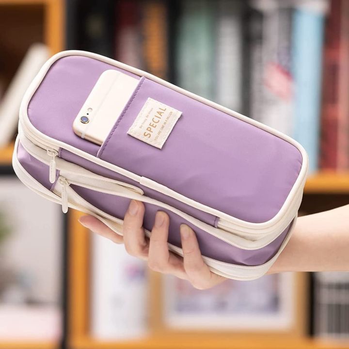 กล่องดินสอน่ารักกระเป๋านักเรียนสองชั้นสำหรับเด็กผู้หญิง-กระเป๋าความจุขนาดใหญ่กระเป๋าโรงเรียนเครื่องเขียนของขวัญ