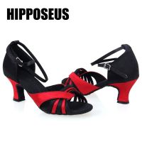 HROYL Women Dance Shoes Girls Latin Modern Tango Salsa Ballroom Dance-Shoes Ladies High Heel Soft Bottom Dancing Shoes