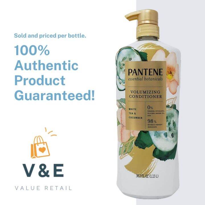 Pantene White Tea and Cucumber Volumizing Conditioner, 38.2 fl oz (1.13L) Lazada PH