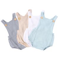 Summer Newborn Infant Baby Boys Girls Rompers Playsuit Jumpsuit Overalls for Kids Cotton Linen Sleeveless Baby Clothing