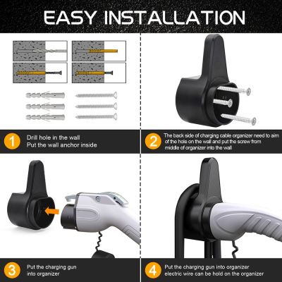 EV Charger Cable Holder Plug Type2 Type1 Holder Wall Mount Bracket Socket For Electric Car Vehicle Charging Organizer Socket