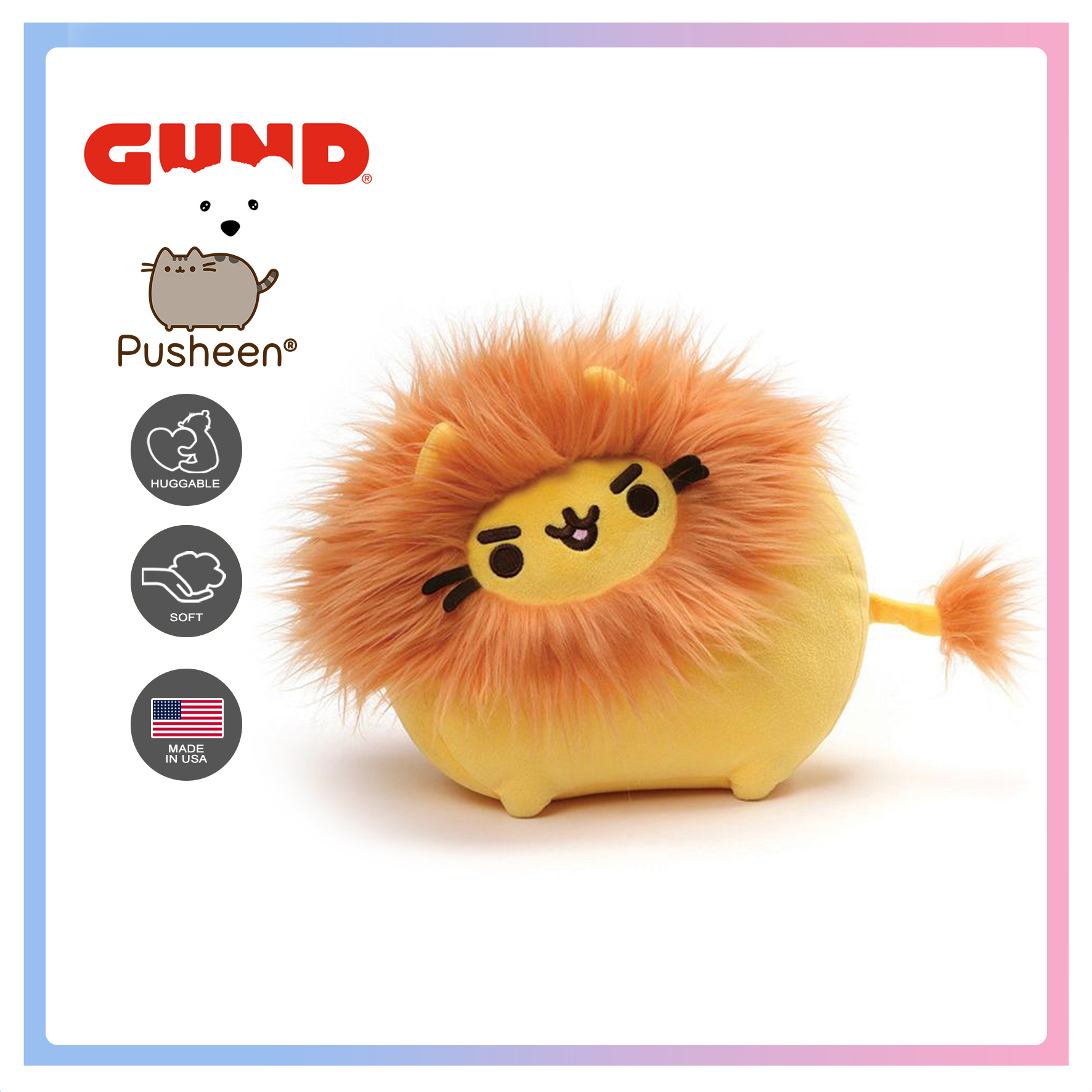 GUND Pusheen Pusheenimal Lion Plush Stuffed Animal Yellow and Orange 4061295 for sale online 