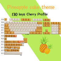 130ปุ่มชุดสับปะรดเค้ก Keycaps PBT Dye Subbed Key Caps Cherry Profile Keycap สำหรับ Keychron 65 75 GH60 GK64 Ciy68 FL980