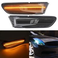 รถยนต์ LED ด้านหน้าพิทักษ์ด้านข้างไฟเลี้ยวไฟเลี้ยวสำหรับ Infiniti G35 Coupe Skyline V35 2003-2007,ควันเลนส์