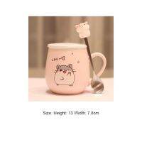 【❂Hot On Sale❂】 JICOC หนูแฮมสเตอร์การ์ตูนแก้วกาแฟเซรามิกในครัวเรือนนมแก้วมีหูกับช้อนตักจุน้ำได้เยอะแก้ว S สำหรับเพื่อน