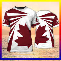 Canada Flag Emblem ใบเมเปิ้ล 3D พิมพ์ฤดูร้อนผู้ชาย O คอเสื้อยืดแขนสั้นสบาย ๆ พลัสขนาดจัมเปอร์เสื้อผ้าแฟชั่นผู้ชาย XS-5XL