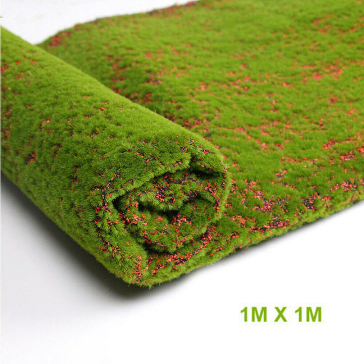 gjcute-เสื่อหญ้ามอสเทียม-แผ่นปูนอนสีเขียวปลอมสำหรับตกแต่งบ้านขนาด100-100ซม