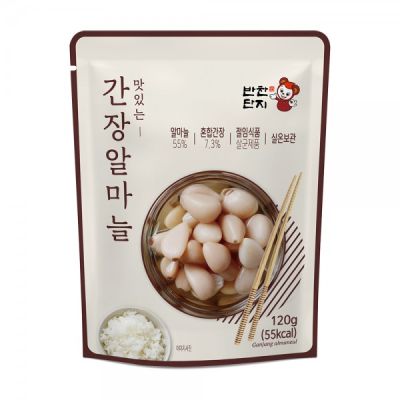 อาหารเกาหลี เครื่องเคียงกระเทียมดองซอสเกาหลีสำเร็จรูป banchan danji gangjang almaneul 120g  반찬 단지  간장알마늘