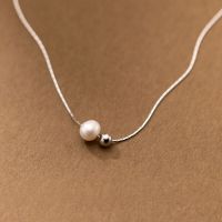 Pearl Necklace For Women On Neck Silver 925 Chain Necklaces Jewelry Silver Bead Bean