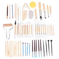 61PCS Ceramic Clay Tools Set Polymer Clay Tools Pottery Tools Set Wooden Pottery Sculpting Clay Cleaning Tool Set