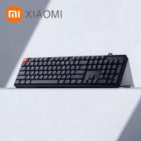 Xiaomi Mi คีย์บอร์ดแบบกลไกแบบมีสาย104ปุ่มเต็มสนับสนุนชนะ/Mac OS สีน้ำเงินออกแบบตามหลักสรีรศาสตร์เล่นเกมสวิทช์สีแดงหกแบ็กไลท์ LED