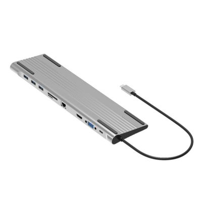 USB C Hub Adapter 10-In-1 USB C Hub 4K 3 USB 3.0 Ports 60W PD Charging Docking Station SD TF Slots for Laptop