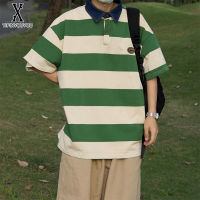 YIPINYOUYOU丨เสื้อยืดผู้ชายเสื้อโปโลผู้ชายแฟชั่นใหม่เสื้อยืดลายทางมีความสะดวกสบายในการสวมใส่