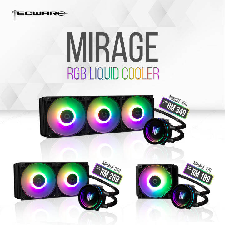  TECWARE Mirage Series [120 / 240 / 360] ARGB AIO CPU Cooler [BLACK