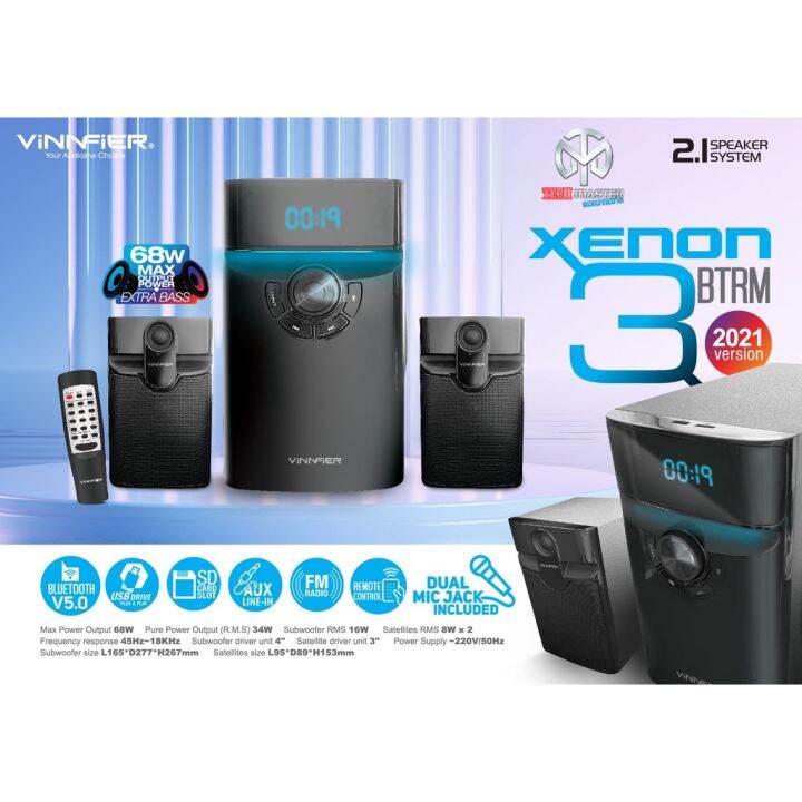Vinnfier Xenon 3 BTRM Wireless Bluetooth Multimedia 2.1 Speaker Aux