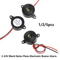 5ชิ้น3-24โวลต์สีดำไนล่อน Piezo Buzzer ปลุก23x12มิลลิเมตร95db เสียงอย่างต่อเนื่อง Beeper ด้วยลวดทองแดงชุบดีบุก