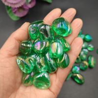 3 Pz/lotto Verde Titanio Aura Elettrolisto Di Quarzo Trasparente Naturale Pietre Burattate Minercurativi Decorazioni Per La Casa Regalo 20-30Mm