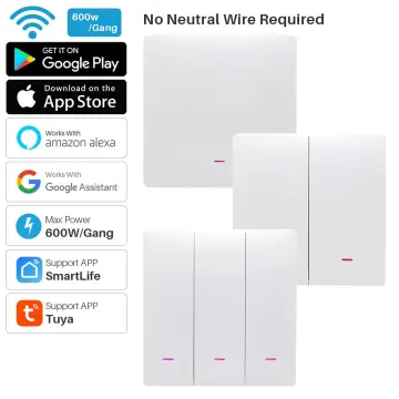 No Neutral Wall Switch WiFi Light Switch Smart Switch Home Automation Smart  Home Tuya Switch Remote Control Remote Control Switch WiFi Switch Alexa  Moes - China Wall Switch No Neutral, Light Switch