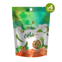 Greenday Fusion Okra Chips Larb Flavor / กรีนเดย์ ฟิวชั่น กระเจี๊ยบกรอบรสลาบ 14 g (แพค 4 ซอง)