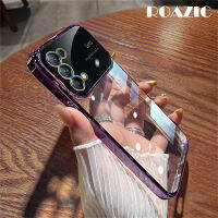 ROAZIC เคสฟิล์มเลนส์สำหรับ OPPO Reno 5/Reno 5 5G/Reno 5 Marvel Edition เคสใส่โทรศัพท์ชุบโลหะด้วยไฟฟ้ามุมมองขนาดใหญ่ TPU เนื้อนิ่มโปร่งใส C01-2ฝาหลังบางเฉียบกันกระแทก