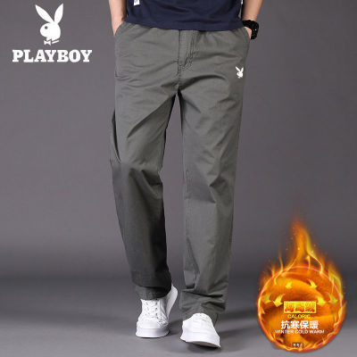 YJN929 Playboy กางเกงลำลองผู้ชายฤดูใบไม้ผลิและฤดูร้อนบางหลวมตรงผู้ชายเอวสูงขนาดพิเศษผ้าฝ้ายแท้ติดตามกางเกง