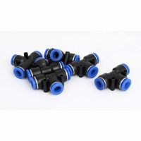 QDLJ-6 Pcs Pneumatic 10mm Push In Connector T Joint Quick Fittings Black Blue