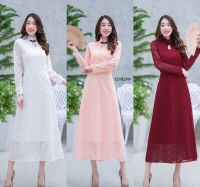 PoohPoo Shop Maxi Dress แม็กซี่เดรส ลูกไม้แขนยาว