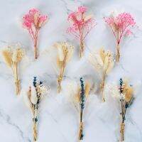 ☜ 9pcs Mini Dried Flower Bouquet - Natural Pampas Bunny Grass Baby BreathLavender for Boho WeddingBridesmaid GiftsDIY Crafts