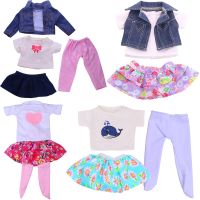 Shirt + Skirt + Leggings + Jacket For 18 Inch American Doll Girl Toy 43 cm Baby New Born Clothes Accessories Our Generation Hand Tool Parts Accessorie