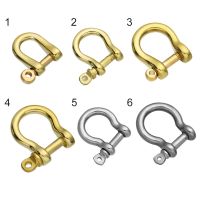 PEONY High Quality Solid ss Carabiner Buckles Key Ring D Bow Staples Stainless Steel Shackle Fob 6 Sizes Screw Joint Connector Keychain Hook