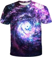 NA Mens 3D Digital ABswirl Printed Round Collar Short Sleeve T-Shirt