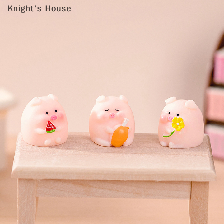 knights-house-รูปปั้นตัวการ์ตูนน่ารักรูปปั้นหมูขนาดเล็กเครื่องประดับเรซิ่นภูมิทัศน์ขนาดเล็กสำหรับตกแต่งบ้านห้องสัตว์น่ารักเครื่องประดับรถ