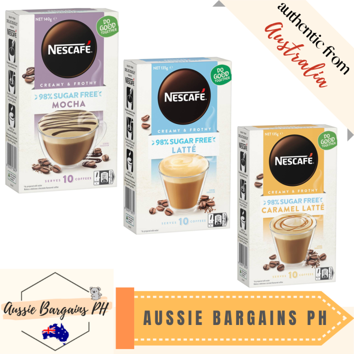 Nescafe 98% Sugar Free Coffee Sachets 10 pack: Latte, Mocha, Caramel ...