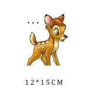 แผ่นแปะลอกลายความร้อนอะนิเมหนัง Disney Bambi สติกเกอร์เสื้อผ้าเด็กเด็กพิมพ์ลายการ์ตูน DIY ของขวัญคริสต์มาสสำหรับเด็ก