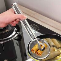 2022 Multi-functional Stainless Steel Strainer Filter Spoon With Clip Food Kitchen Oil-Frying Salad BBQ Clamp Filter