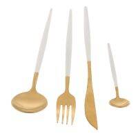 （glistening shop）4ชิ้น TablewareFlatware ชุดรวมทั้ง Teasonsoup ช้อนสเต็กมีดส้อมอาหารค่ำ