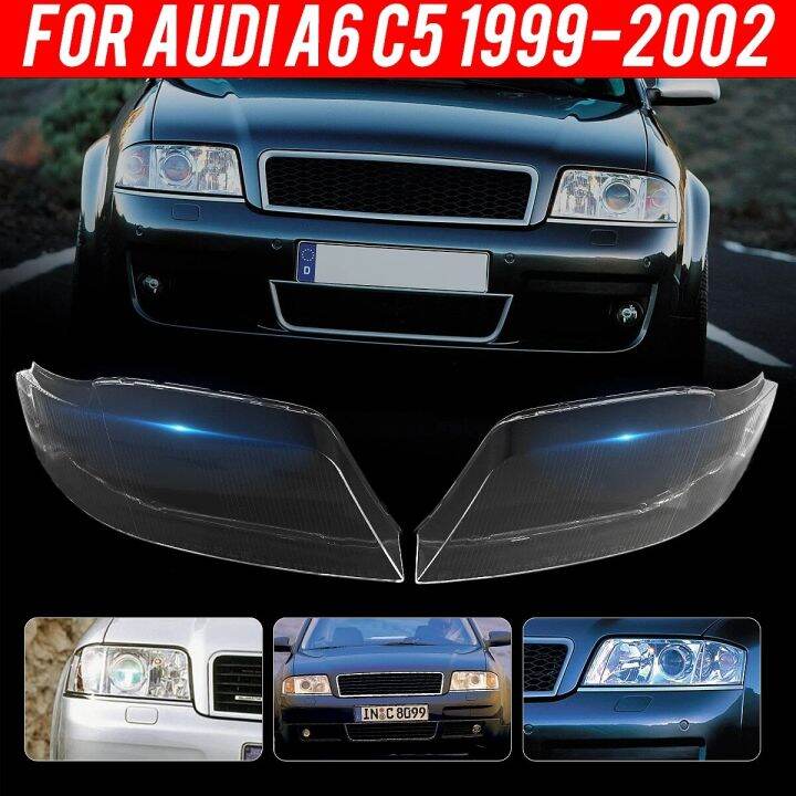 ฝาครอบกระจกครอบไฟรถยนต์โป๊ะไฟแบบโปร่งใสไฟหน้ารถ-c5-a6ปกสำหรับ-audi-1999-2002ใส