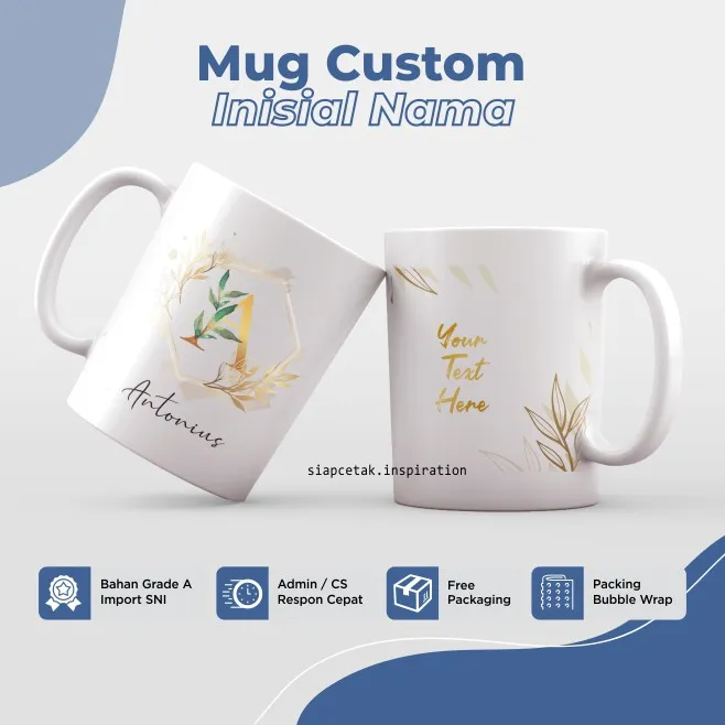 Mug Custom Inisial Nama/Mug Huruf/Mug Alfabeth Custom/Gelas Mug/Custom