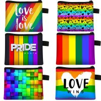 ►❖♞ LGBT Love Wins Coin Purse Rainbow Purses Woman Shopping Coin Case Key Case Card Case Girl Wallet Money Bags
