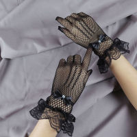 Elegant Ladies Short Lace Gloves Maid Sheer Fishn Net Black White Prom Tea Party Gloves Females Fashionable Mittens for Women