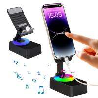 Phone Stand with Speaker 4 in 1 Mobile Phone Charging Wireless Speaker Stand 360-Degree Rotating Foldable Live Broadcast Desktop Tablet Holder judicious