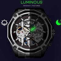 HotForsining แฟชั่น R Men S Automatic Mechanical นาฬิกาแบรนด์หรูสีดำออกแบบ Luminous Hands Skeleton Clock