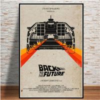 โปสเตอร์ภาพยนตร์ Cool Car โปสเตอร์พิมพ์ Back to the Future Cuadros Vintage Wall Art ภาพภาพวาดผ้าใบสำหรับตกแต่งห้องนั่งเล่น