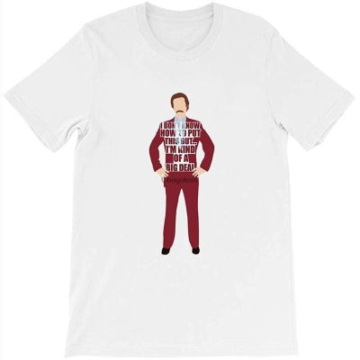 Staromia Ron Burgundy Anchorman Will Ferrell ช่องตัวอักษรภาพยนตร์คำคมของขวัญผู้ชายผู้หญิงผู้หญิง Unisex เสื้อยืดS-5XL