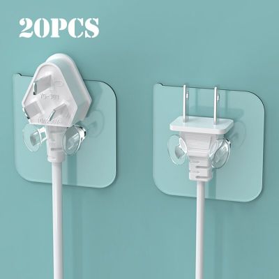 10/20pcs Wall Adhesive Storage Hook Power Plug Socket Holder Wire Cord Cable Organizer Cable Protector Kitchen Bathroom Hook Picture Hangers Hooks