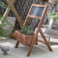 Wooden Plant Stand Retro Flower Display Stand with Blackboard Indoor Outdoor Creativity Estantes Para Plantas Balcony Decoration Bumper Stickers Decal